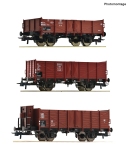 Roco 6600303 - H0 - 3-tlg. Set Offene Güterwagen, DB, Ep. III